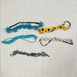 Floral Kids Headband Set - Blue, Yellow, Black